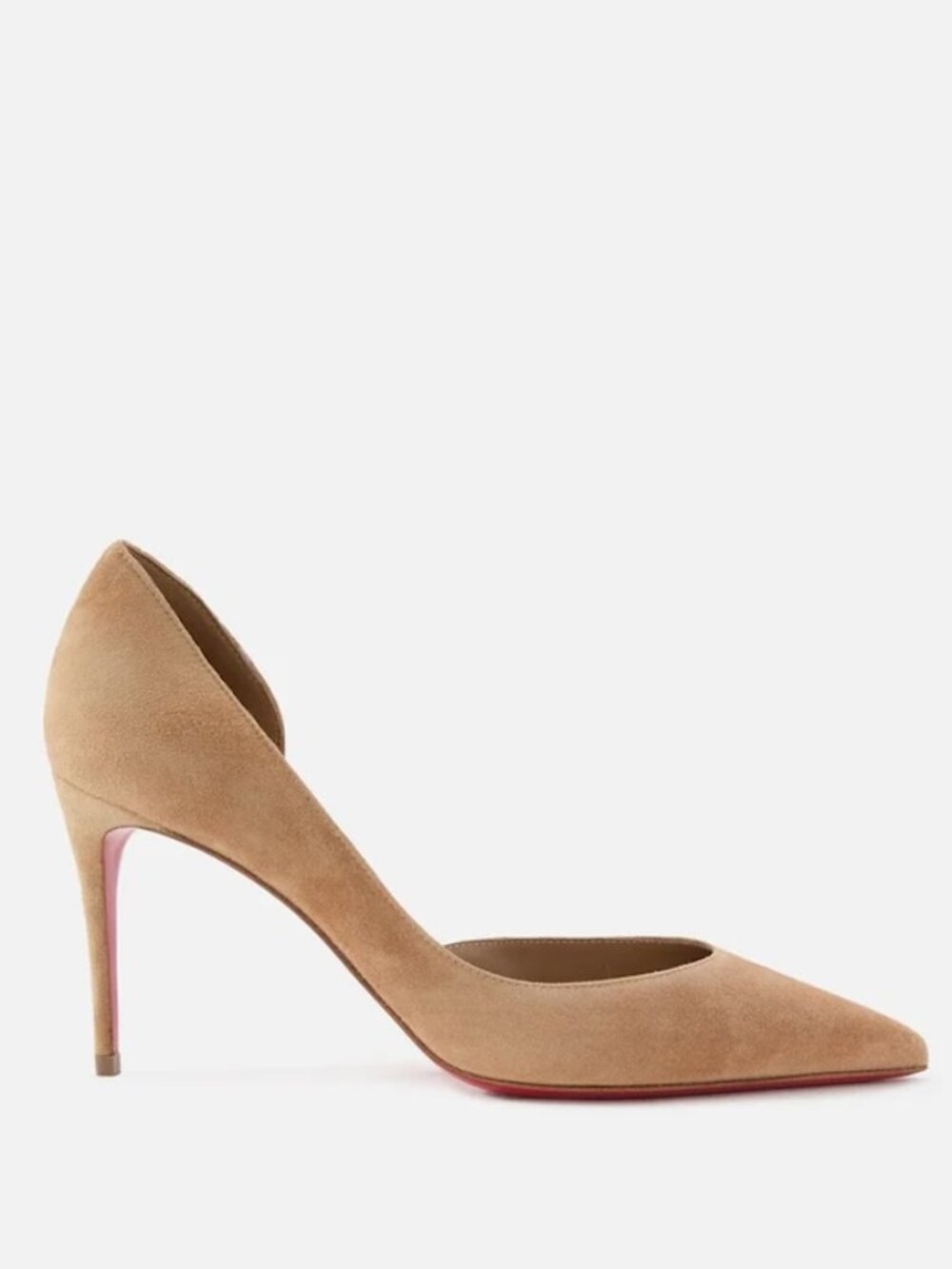 Christian Louboutin IRIZA 85 Suede D'Orsay Heels Pumps Shoes Lionne Beige